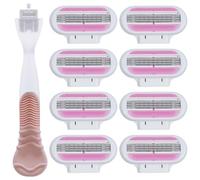 8 Pcs Razors Women Blades Refills With 1 Pink Handle, Compatible with Gillette Venus Womens Razors, 3 Layer Blade & Pivoting Head, Washable Easy to Replace Razor Blades Women with Sensitive Skin