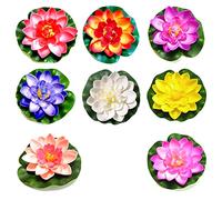 通用 8 Pcs Realistic Lily Artificial Water Floating Foam Lotus Flowers Floating Pond Decor for Pond Pool Aquarium Water Decoration