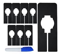 8 PCS Rectangular Black Plastic Closet Dividers with a Bonus Marker, Writable and Reusable for Sorting Clothing Size, Color, Brand, Size 2” x 5.4’’ (Inner Diameter 1.4”)