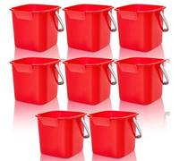 8 Pcs Red Sanitizing Bucket 3 Quart Cleaning Bucket Small Detergent Square Bucket, Spout and Handle Plastic Utility Cleaning Pail for Kitchen School Home Offices Commercial Use