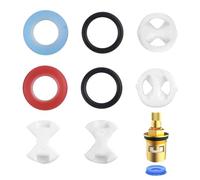 8 Pcs Replacement Ceramic Disc Silicon Washer Insert 1/2 Inch Turn Tap Valve Cartridge Handles O Ring Reversed Sealed Gaskets Universal Fit for Bathroom Faucets Kitchen Sink Leaking Tap Repair
