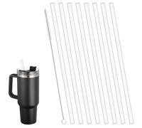 8 PCS Replacement Cup Straw and Straw Brush, Replacement Plastic Straws, Straws for Water Bottles with 1 Straw Brushes Compatible with Stanley Water Bottles 30/40 Oz and Other Brands(Transparent)