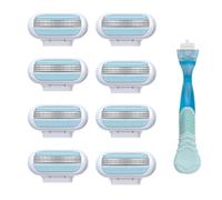 8 Pcs Replacement Razor Blades with Razor Handle - for Venus Razors for Women, Extra Smooth 3 Layer Blade Design with Pivoting Head for Effortless Comfort Glide - Washable & Reusable