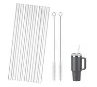 8 Pcs Replacement Straws for Water Bottles,Clear Plastic Straws for Stanley Cap with 2 Pcs Cleaning Brushes,Drinking Straw Brush,Straws Thick Fit with 30oz/40oz Travel Tumbler for Cocktails,Juice,Tea