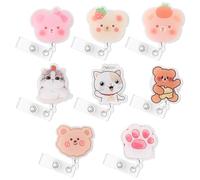 8 Pcs Retractable Badge Reel Holder, Cute Cartoon Animal Designs ID Holder with Clip, Fun Bear, Cat, Bear Paw Badge Reels for Nurses, Doctors, Teachers, Office & Hospital Staff, Nursing Students