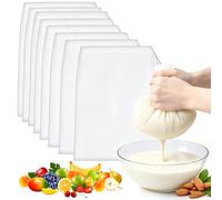 8 PCS Reusable Drawstring Filter Bags, 20 * 30cm Cheesecloth Drawstring Bags,Cheese Cloths for Straining Reusable Fine Mesh Straining Bag,for Cooking, Jam Making, Yogurt, Nut Milk, Food Straining