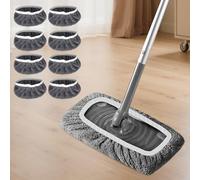 8 Pcs Reusable Mop Pads Replacement Set for Wet Dry Flat Mop with Hardwood Laminate Tile Floors for Home Deep Cleaning(Grey)