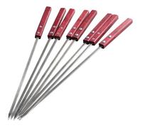 8 PCS Reusable Stainless Steel Barbecue Skewers for Grilled Kebab, Flat Meat Vegetable Skewers with Wooden Handles for Outdoor BBQs, Heat Resistant Kebab Maker Set for Camping Garden Grills