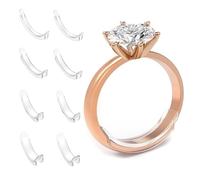 8 Pcs Ring Size Adjuster for Loose Rings with Adhesive Strips, Invisible Silicone Resizer for Women Men, Transparent Jewellery Guard Spacer Snuggies, Non-Slip Tightener for Engagement Bands