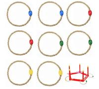 8 Pcs Ring Toss Game for Kids,Wooden Ring Toss Game,Quoits for Agility Drills and Speed Games, Yard Games and Lawn Party Games