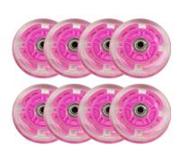 8 Pcs Roller Skate Wheels Outdoor & Indoor Inline Skate Replacement Wheels 85a Pu With Bearings Pink 80mm