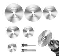 8 Pcs Rotary Drill Saw Blades, 6Pcs High-Speed Steel Saw Disc Wheel Cutting Blades with 1/8" Straight Shank Mandrel for Plastic Metal Rotary Cutting Tools (Power tools are not included)