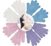 8 PCS ROTOPATA Deep Exfoliating Bath Gloves Mitt with Hanging Loop for Shower, Spa, Body Scrubs, Dead Skin Cell Remover Bathing Accessories