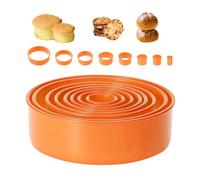 8 Pcs Round Cookie Cutter Set for Making Donuts, Scones, Baking Rings, Hand Pressed Fondant, Dough - Kitchen Dessert Baking Tool