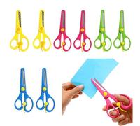 8 Pcs Safety Scissors Training Scissors for DIY Art Craft & Christmas Gifts Safety Edge Plus Stretch Design Right/Left Handed