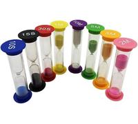 8 Pcs Sand Timer, Plastic Colorful Hourglass Sand Clock Timer 10/15/30 Seconds, 1/2/3/5/10 Minutes