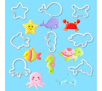 8 Pcs Sea Creature Moulds Fondant Cutters Animals Under The Sea Fish Cookie Cutters Beach Ocean Stamps for DIY Pastry Chocolate Dessert Baking Biscuit, Shark Whale Seahorse Starfish Dolphin Fish