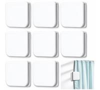 8 Pcs Self-Adhesive Anti-Splash Shower Curtain Clips White, Windproof Bath Panel Clips for Holding Curtain Edges, Anti-Splash Fixing Set for Indoor, Camp and Outdoor Use, Easy No-Drill Installation