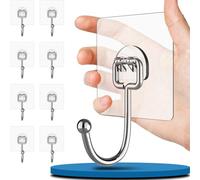 8 Pcs Self Adhesive Hook,Sticky Hooks extra Strong No Nails Sticky Hooks | 304 Stainless Steel Hooks, Transparent, Waterproof Wall Hooks Stick on Bathroom, Kitchen, Bedroom Can Hold up to 33 lbs(Max.)