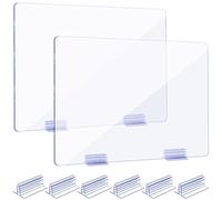 8 Pcs Self Adhesive Sneeze Guard Holder Acrylic Panels Holder Sneeze Guard for Counter Desk Dividers for Business, Office, School to Fasten Panels from 1/ 8 Inch to 1/ 4 Inch Thick