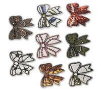 8 Pcs Sequins Bowknot Embroidered Patches Iron On Repair Bows Sewing for Jeans Clothes Bag