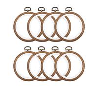 8 Pcs/Set Mini Embroidery Hoops 3 Inch Round Imitated Wood Plastic Display Frame Reusable Circle Cross Stitch Hoop Ring for Art Craft Sewing and Hanging Ornaments Home Decor