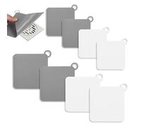 8 PCS Shower Drain Cover Silicone Shower Drain Cover Floor Drain Anti-Odor Mat Drain Covers to Keep Bugs out for Kitchen Bath Bathroom Toilet Kitchen and Laundry, Grey, White, Two Sizes