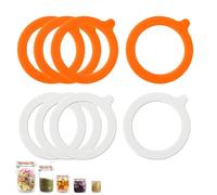 8 Pcs Silicone Canning Jar Gaskets,Replacement Seal Rings,Airtight Leakproof Rubber Seals for Regular Mouth Storage Jars & Canisters,Universal Fit for Various Glass Jars,Reusable Gaskets(White,Orange)
