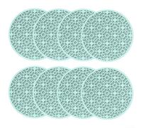 8 Pcs Silicone Coasters Set 10 cm Round Non-Slip Drink Cup Mats Heat Resistant Washable Table Protectors for Coffee Tea Kitchen Bar Home Use (Green)