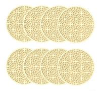 8 Pcs Silicone Coasters Set 10 cm Round Non-Slip Drink Cup Mats Heat Resistant Washable Table Protectors for Coffee Tea Kitchen Bar Home Use (Yellow)