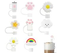 8 Pcs Silicone Cup Straw Covers Dustproof Reusable Silicone Straw Lids