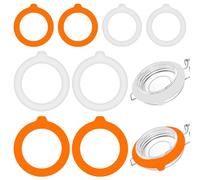 8 PCS Silicone Jar Gaskets - 4x3.75" & 4x4.5" Rubber Seals Rings for Glass Jars, White & Orange Airtight Leakproof Replacement Gaskets for Mason Regular Mouth Canning Jars