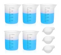 8 PCS Silicone Laundry Detergent Measuring Cups, 100ml Mini Epoxy Resin Mixing Cup Bowls Washable, Reusable Laundry Liquid Dispenser Cups with Precise Scale for Home Dormitory Resin DIY Craft