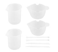 8 Pcs Silicone Pigment Mixing Cup with Stirring Rod for DIY Crafts | Reusable White Silicone, Dispensing and Stirring Use, Crystal Resin or UV Craft Projects, One Rod Included