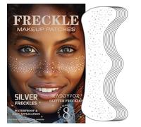 8 Pcs Silver Face Makeup Patches, Silver Glitter Freckles Face Tattoo, Glitter Freckles, Sparkle Makeup Patches, Waterproof Face Glitter Temporary Tattoos for Women and Girls