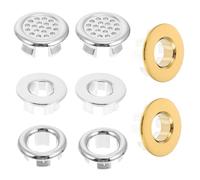 8 Pcs Sink Overflow Cover Ring for Bathroom Vanity Basin Drain Holes | ABS or Copper Construction, Non-blocking Design, Bright Chrome or Golden Finish, Suitable for Plumbers and Property Managers