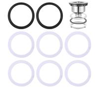 8 PCS Sink Plug Rubber Seal 110mm, Rubber O-Ring Sealing Washer Gaskets Bath Seal Set for Toilet Drain Kitchen Sink O Ring Seal Basket Strainer Waste Bathroom Valve (Black & White)