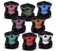 8 Pcs Skull Face Mask Balaclava Ghost Biker Bandana Motorcycle Headband Magic Scarf Dust proof Neck Warmer Winter Face Tube for Outdoor Sports, Multi Color, One size