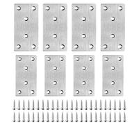 8 Pcs Sleeper Brackets Flat Stainless Steel, Metal Brackets for Wood, Metal Plates, Flat Bracket Heavy Duty for Wood Fixing (80 x 40 x 1.5mm + 100 x 50 x 1.5mm)