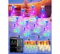 8 Pcs Smart Christmas Pathway Lights Outdoor - Bluetooth APP Control Spiral Trees, DIY 16M Colour Changing LED Walkway Lights with Music Sync, Timer, Waterproof Electric for Garden Christmas Decor