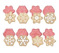 8 Pcs Snow Cookie Cutters with Plunger Stamps Set 3D Christmas Snow Shape Biscuit Cutter Winter Cartoon Cookie Stamps Stamped Embossed for Treats DIY Cookie Baking Supplies (Snow)