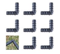 8 Pcs Soaker Hose,Irrigation Connectors System Hoses Soakers 1/2 Inch Plastic Watering Tubing Adapters Kit Elbow Pipe Parts Fittings 13mm Flexible Joint,For Garden Drip Barbed Connector Coupler,Black