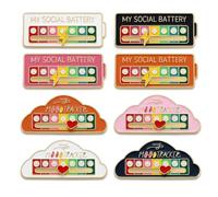 8 PCS Social Battery Pin, My Social Battery Badge Set, Emotional Expression Accessories for Daily Wear, Lightweight Enamel Pins with Secure Fastening, Cloud Design Mood Badges for Social Situations