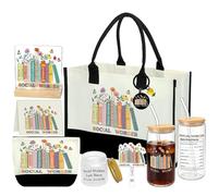 8 Pcs Social Work Month Gifts Social Worker Appreciation Gifts Include Cup Makeup Bag Badge Reel Keychain Sign Tote Bag Cards Aromatherapy Candle for Social Workers Staff Teachers Nurses Employees