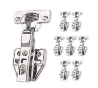8 Pcs Soft Close Cabinet Hinge 35mm,110 Degree Half Overlay,Folding Doors Mute Concealed Cupboard Hinge with Screws,Adjustable,Suitable for Kitchen, Bathroom,Bedroom