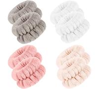 8 Pcs Spa Wrist Washband Set Microfiber Wristbands Elastic Absorbent Towel Washing Face Bands Fluffy Arm Straps Sweatband for Women Girls Sports Yoga Makeup Facial Accessories