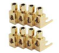 8 PCS Speaker Cable Connector, Hi-end Banana to Spade Adapter Plug Speaker Cable Wire Right Angle Spade Fork and Binding Post Connector HiFi Gold