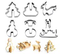 8 Pcs Stainless Steel Christmas Cookie Cutters, Festive Baking Molds for Trees, Reindeer, Snowmen & Sleds, Durable DIY Pastry Tools for Holiday Baking, Perfect for Christmas and Birthday Celebrations