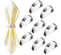 8 Pcs Stainless Steel Napkin Rings Metal Napkin Ring Holders Easter Modern Serviette Buckles Metallic Adornment for Spring Table Kitchen Dinner Party Wedding(Bright Silver Semicircle)