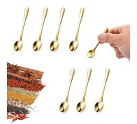 8 Pcs Stainless Steel Tiny Spoons, 3 x 0.6 Inch Cute Spice Mini Spoons, Practical Small Spoon for Spices Jars, Condiments, Salt, Sugar, Honey (Gold)